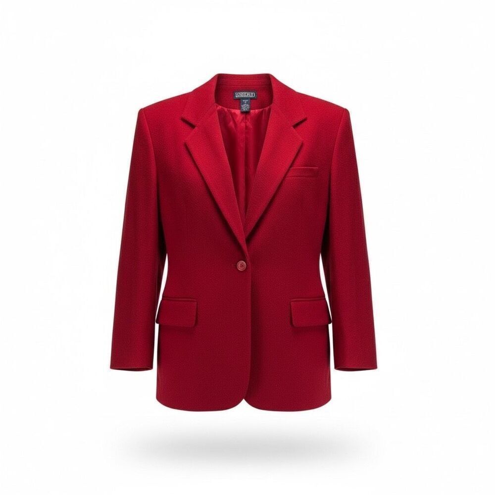 Lands’ End Red Wool Cashmere Blazer12P Vintage 90s Tailored Academia Preppy